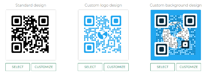 bulk QR Code generator with logo: three design options